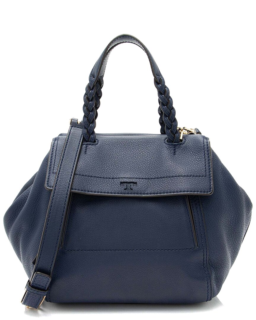 Tory Burch Blue Leather Half Moon Small Satchel (authentic Pre-loved)