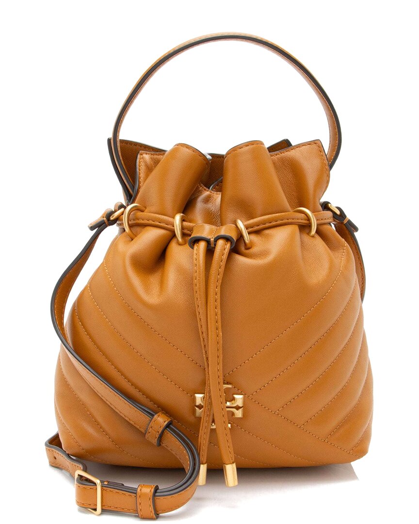Tory Burch Brown Leather Chevron Kira Mini Bucket Bag (authentic Pre-loved)