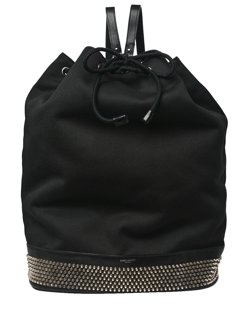 Balenciaga Black Canvas Studded Drawstring Backpack (authentic Pre-loved)