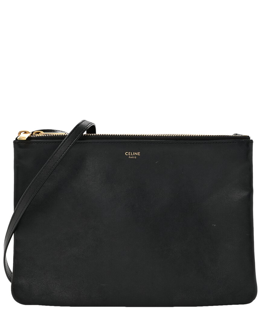 Celine Black Smooth Leather Trio He (authentic Pre-loved) In Black