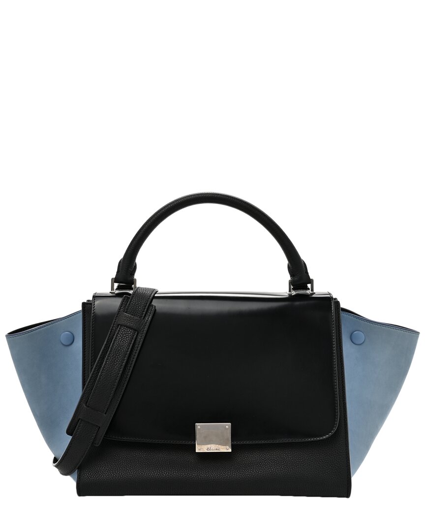 Celine Blue Leather Tri-color Trapeze (authentic Pre-loved) In Black
