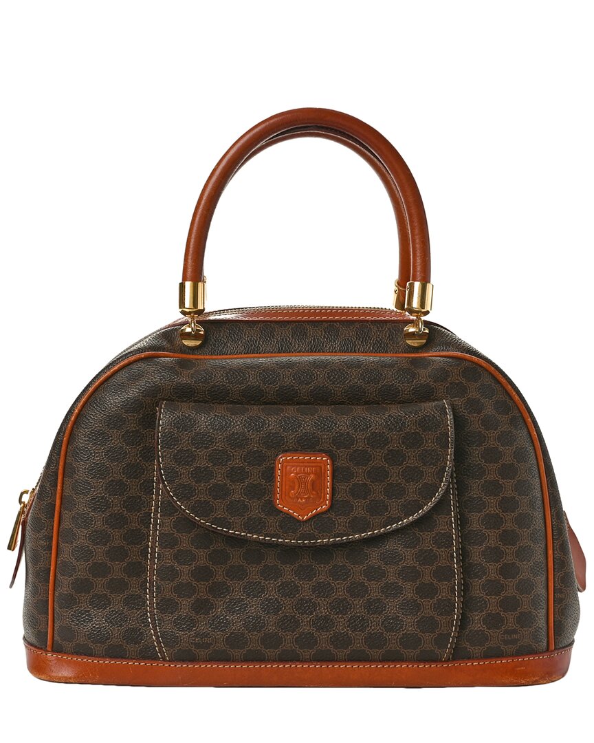 Celine Brown Macadam Coated Canvas Hand Bag (authentic Pre-loved)