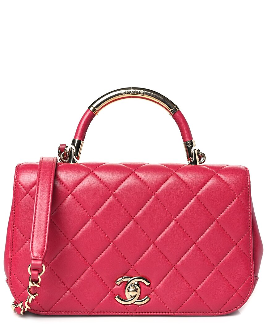 CHANEL Pre-owned Pink Lambskin Lamb Leather Carry Chic Flap Bag (authentic Pre-loved)