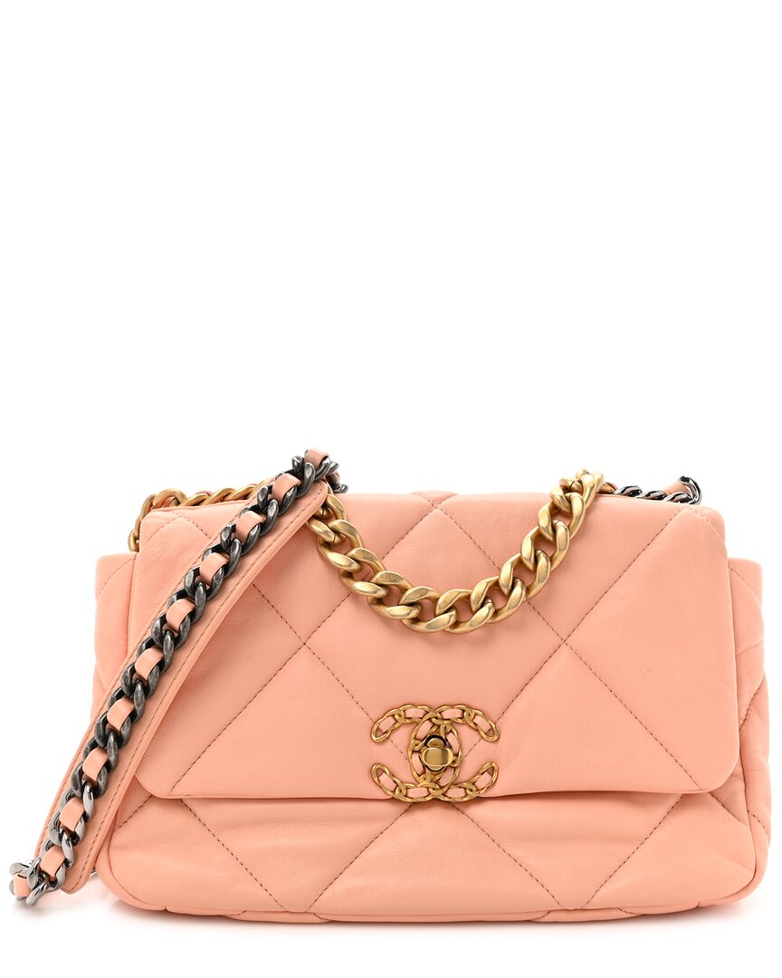 CHANEL Pre-owned Pink Lambskin Leather 19 Flap (authentic Pre-loved)