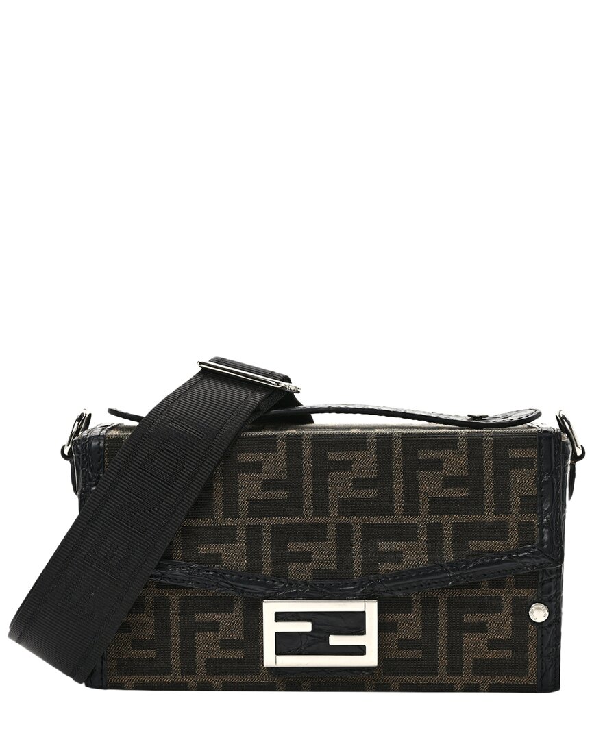 Fendi Black Jacquard Coated Canvas Baguette Soft Trunk Bag (authentic Pre-  Loved)