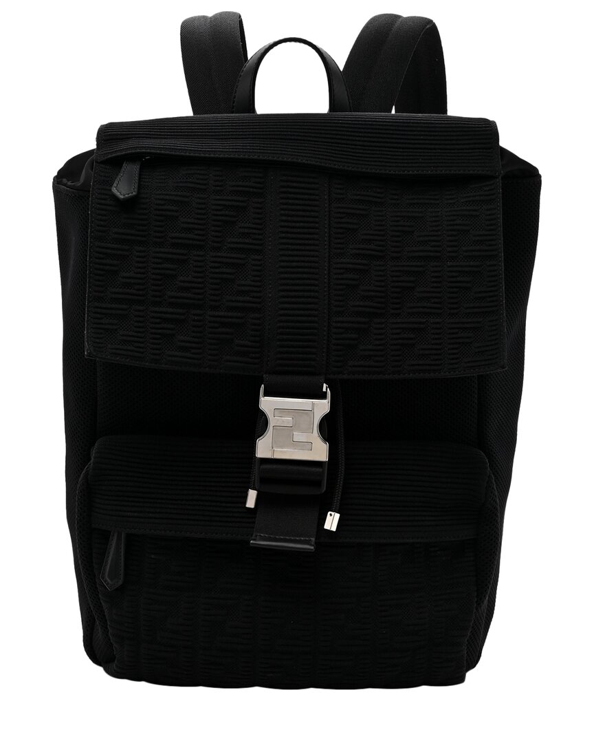 Fendi Black Jacquard Canvas Ff Medium Ness Backpack (authentic Pre-loved)