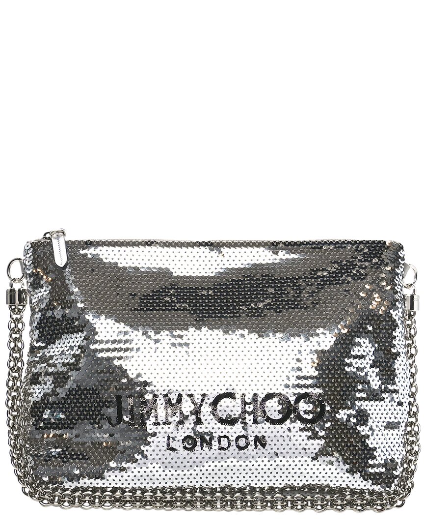 Jimmy Choo Black Metal Sequin Callie Shoulder Bag (authentic Pre-loved) In Silver