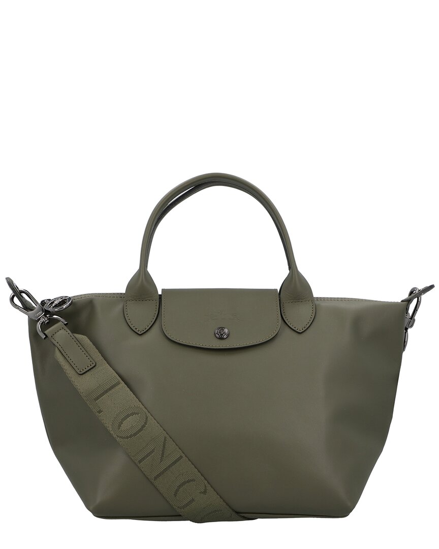 Longchamp Le Pliage Leather Crossbody In Green