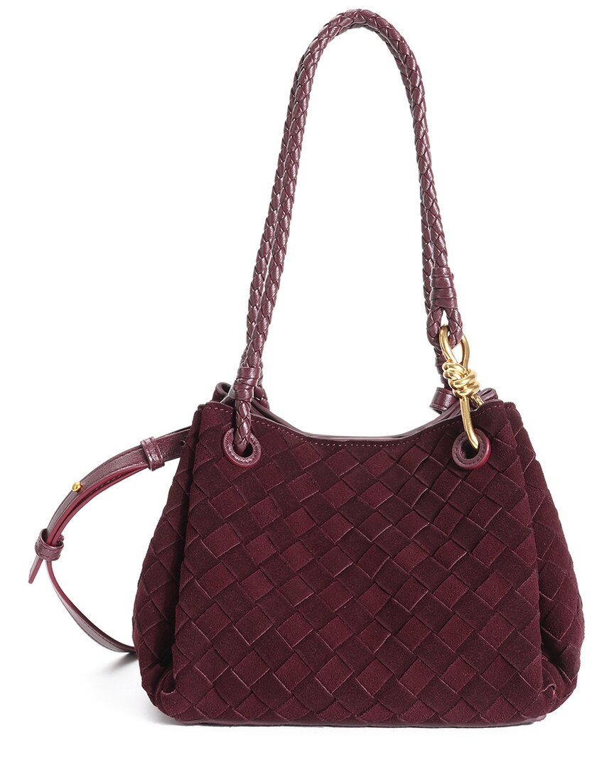 Tiffany & Fred Paris Woven Leather Shoulder Bag In Burgundy