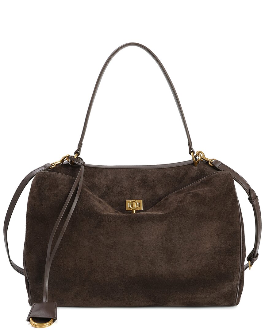Tiffany & Fred Paris Suede Top Handle Tote In Brown