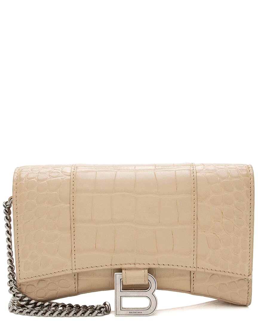 Balenciaga Beige Calfskin Hourglass Chain Bag (authentic Pre-loved) In Brown
