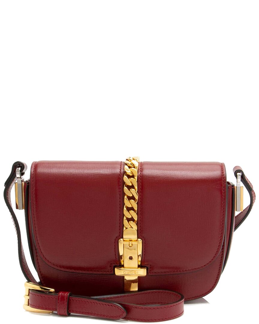 Gucci Red Leather Sylvie 1969 Mini Shoulder Bag (authentic Pre-loved) In Red