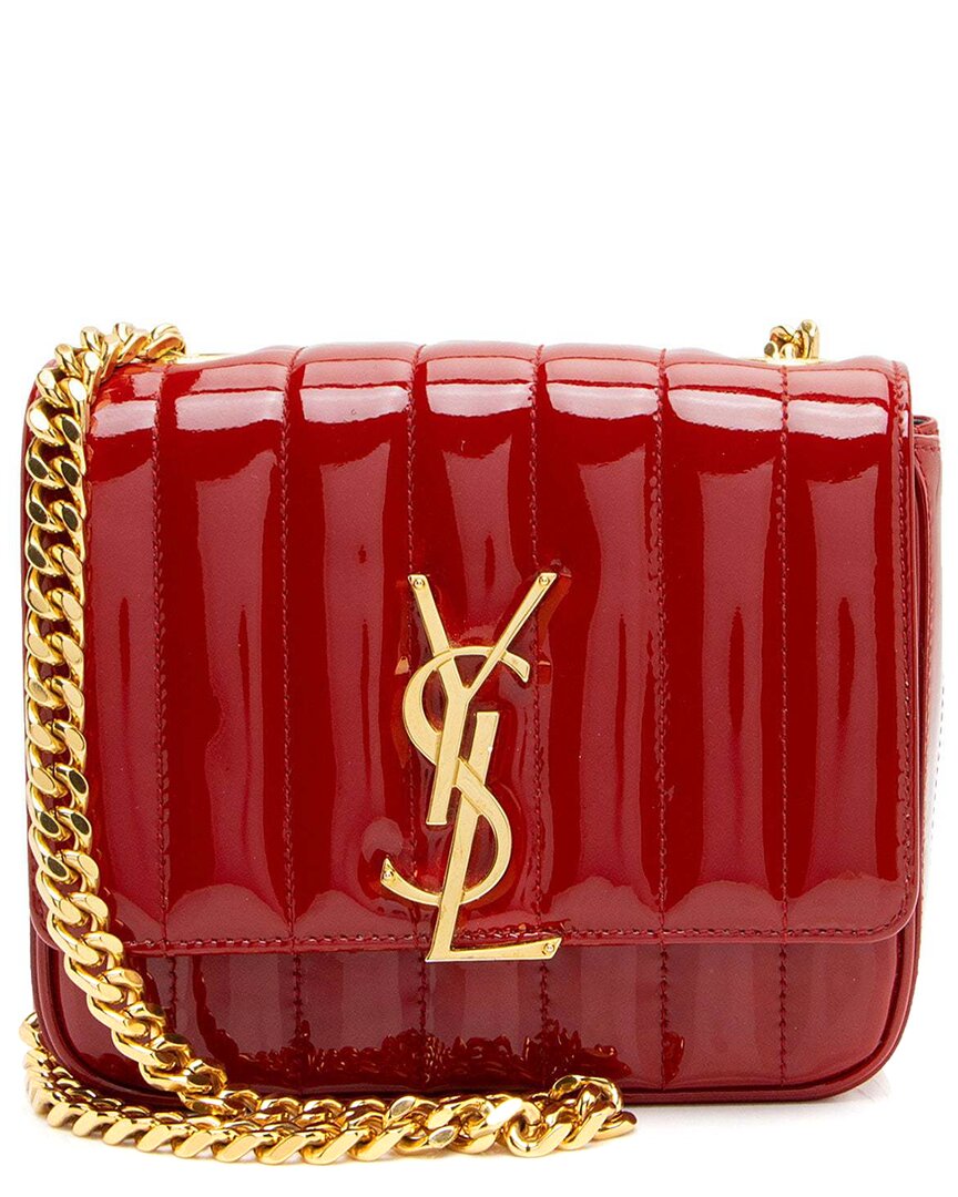 Saint Laurent Red Leather Monogram Vicky Small Shoulder Bag (authentic Pre-loved) In Red