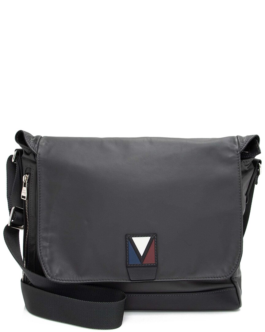 Pre-owned Louis Vuitton Black Calfskin V-line Messenger (authentic Pre-loved)