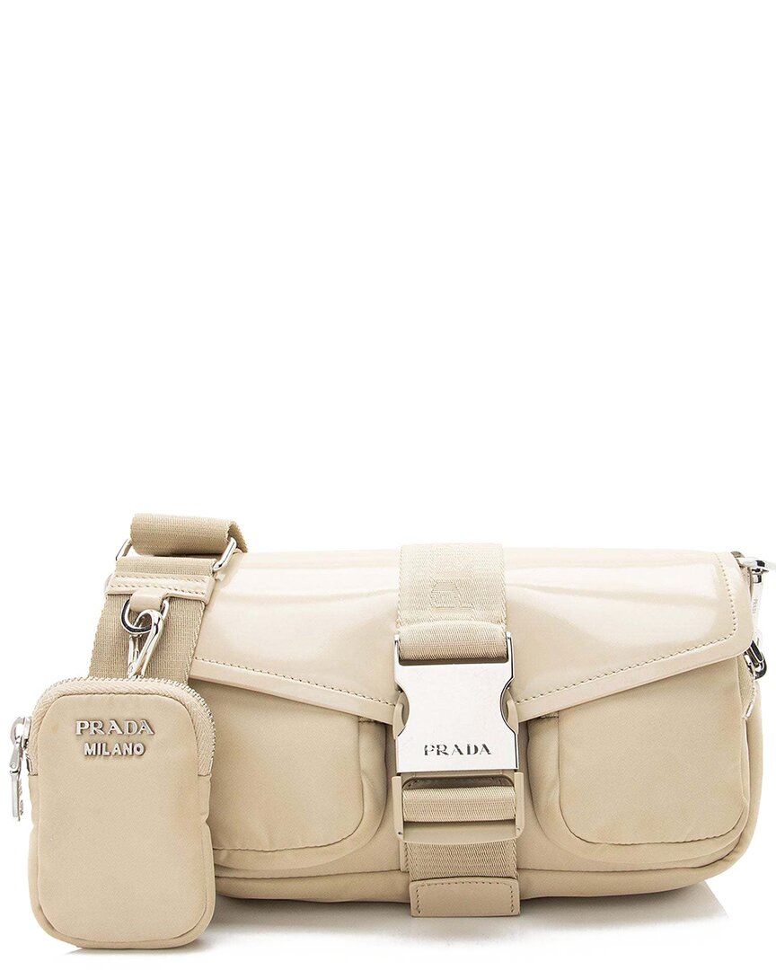 Prada Brown Tessuto Spazzolato Buckle Crossbody (authentic Pre-loved)