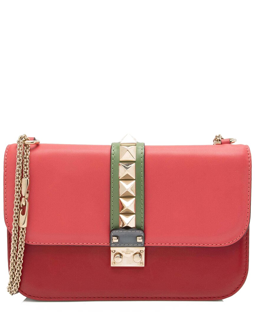 Valentino Grey Calfskin Glam Lock Medium Shoulder Bag (authentic Pre-loved)