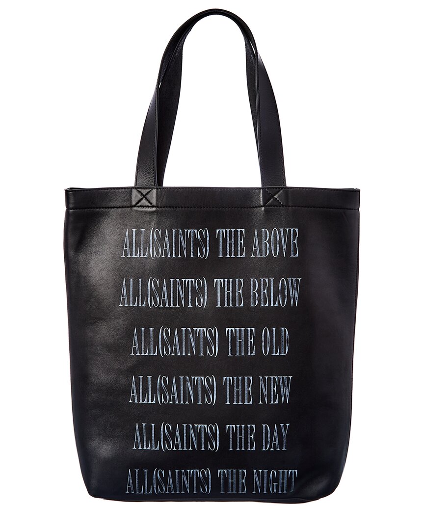 Allsaints Stamp Leather Tote In Black