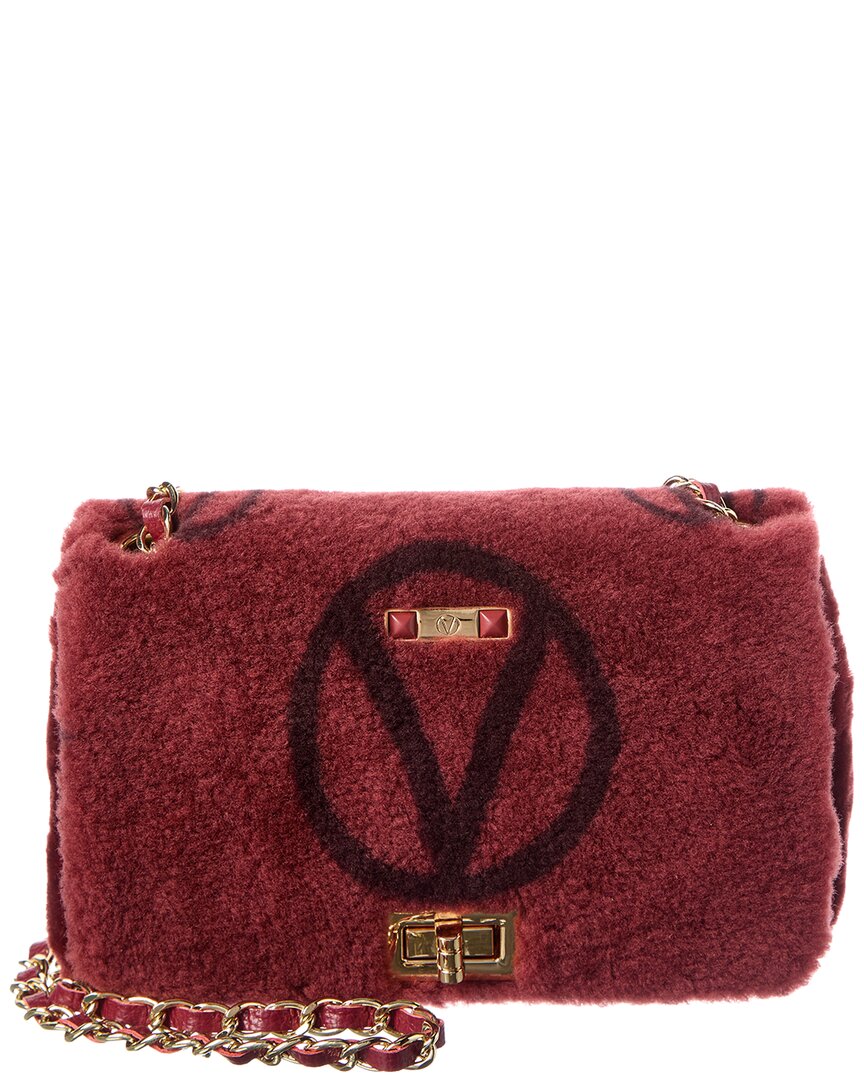 Valentino By Mario Valentino Beatriz Shearling Shoulder Bag In Red