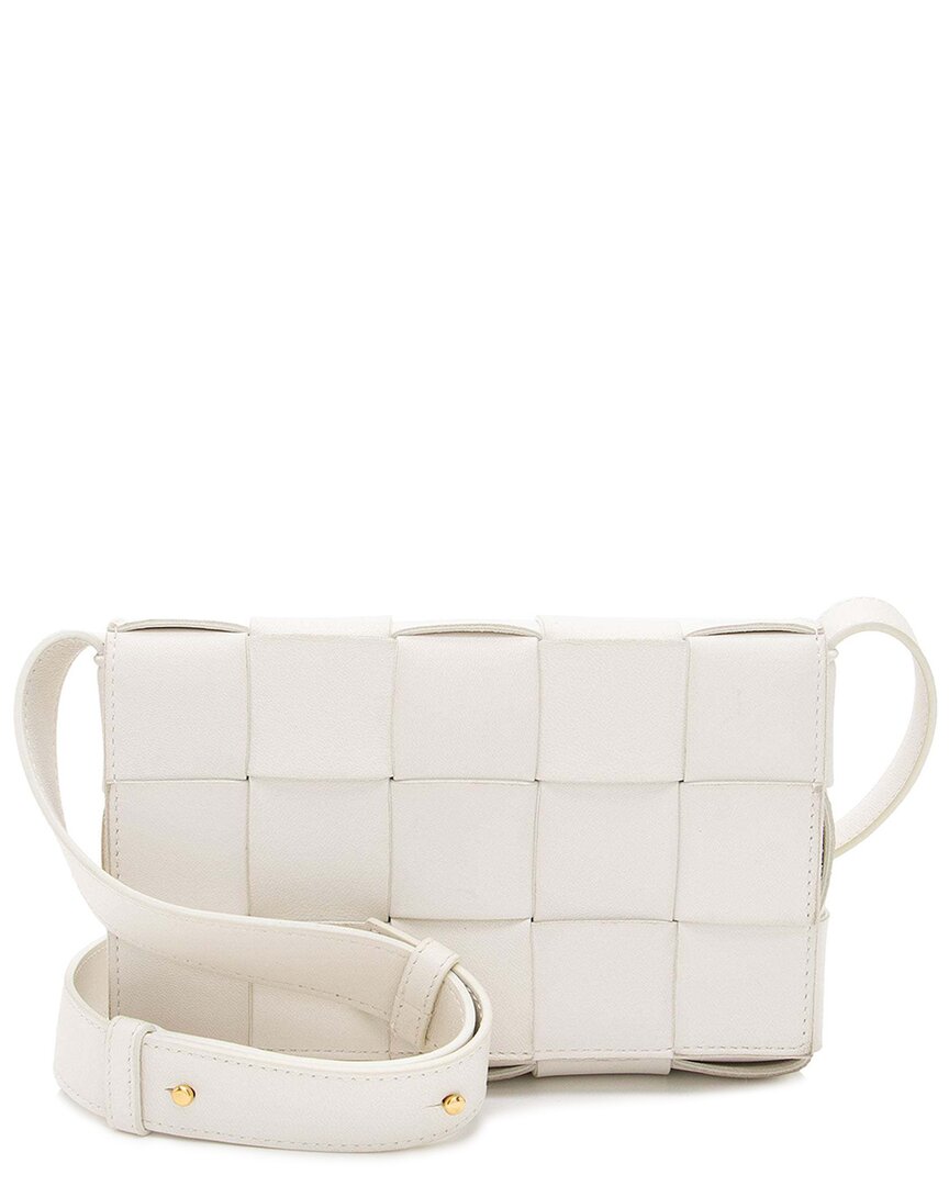 Bottega Veneta White Lambskin Cassette Small Crossbody (authentic Pre-loved)