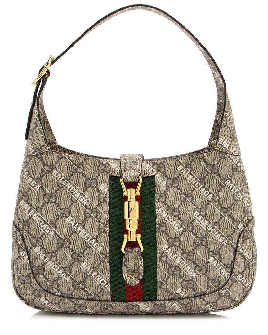 Gucci Brown Gg Supreme Canvas X Balenciaga The Hacker Project Jackie Small  Shoulder Bag (authentic