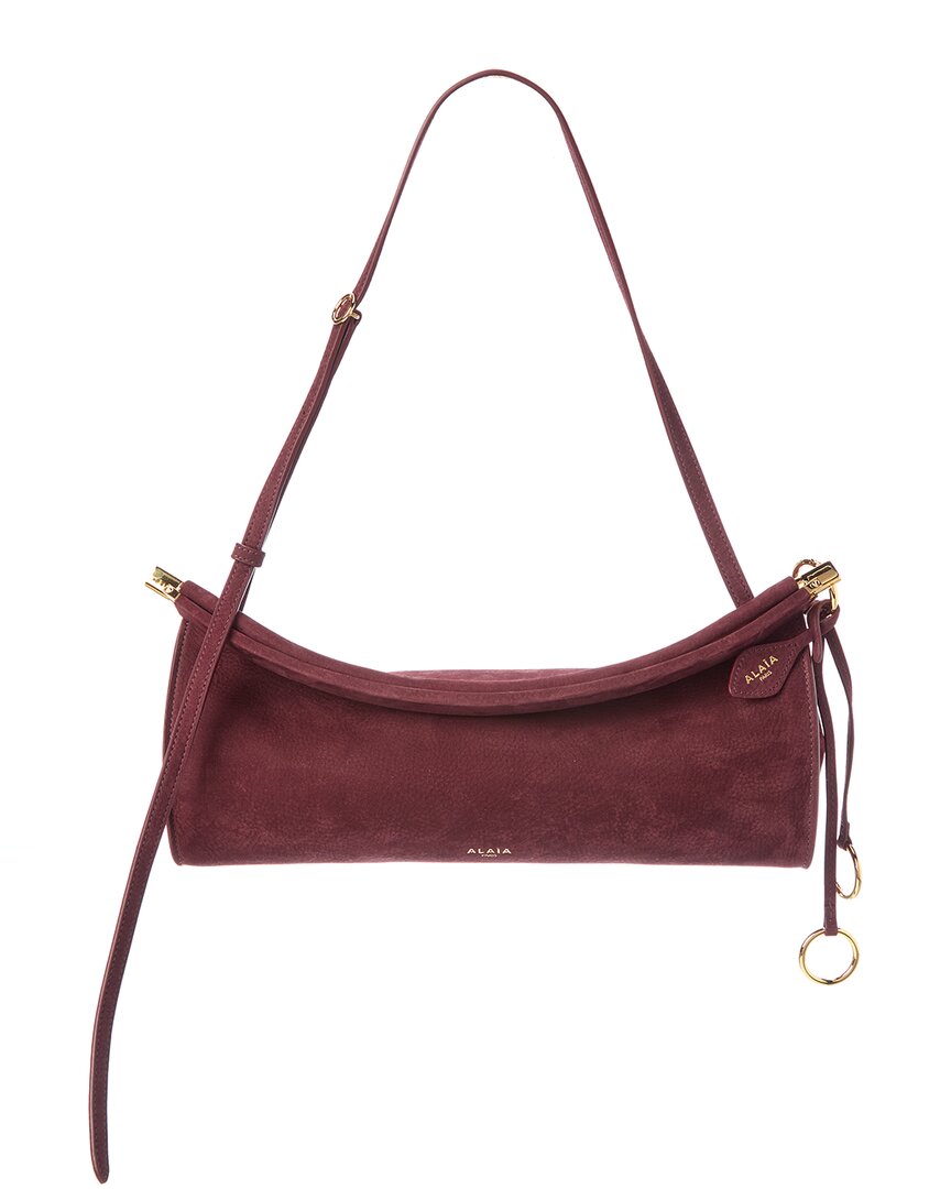 Alaïa Le Click East West Medium Suede Shoulder Bag In Red