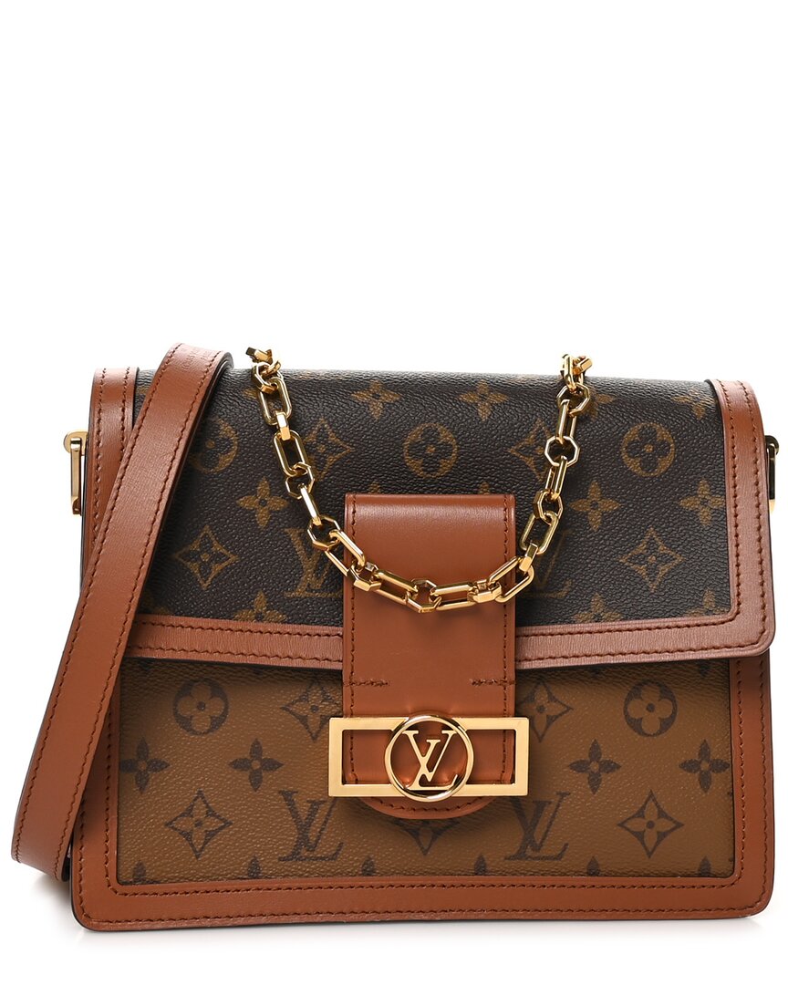 Pre-owned Louis Vuitton Brown Monogram Reverse Coated Canvas Dauphine Mm (authentic Pre-  Loved)