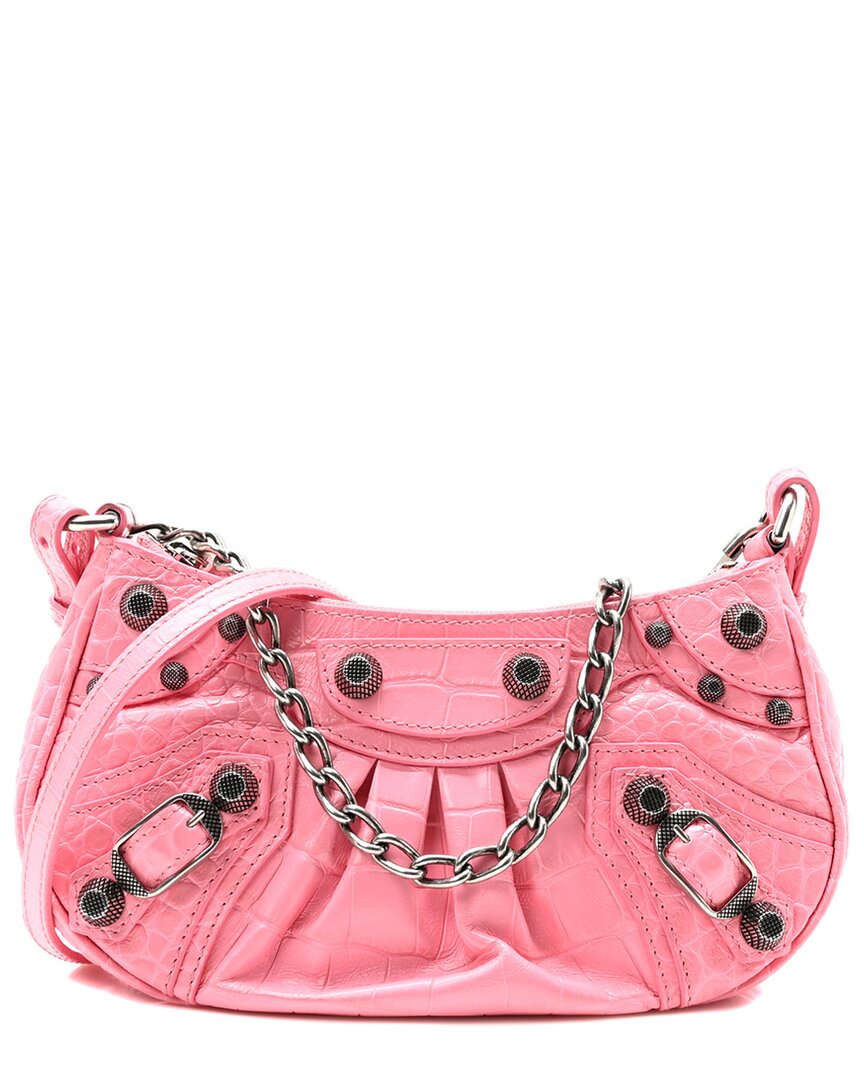 Balenciaga Sweet Pink Calfskin Leather Le Cagole Mini Purse With Chain (authentic Pre-loved)