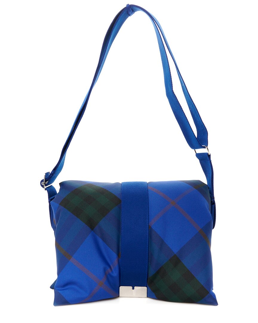 Burberry Blue Nylon Pillow Check Knight Crossbody (authentic Pre-loved)
