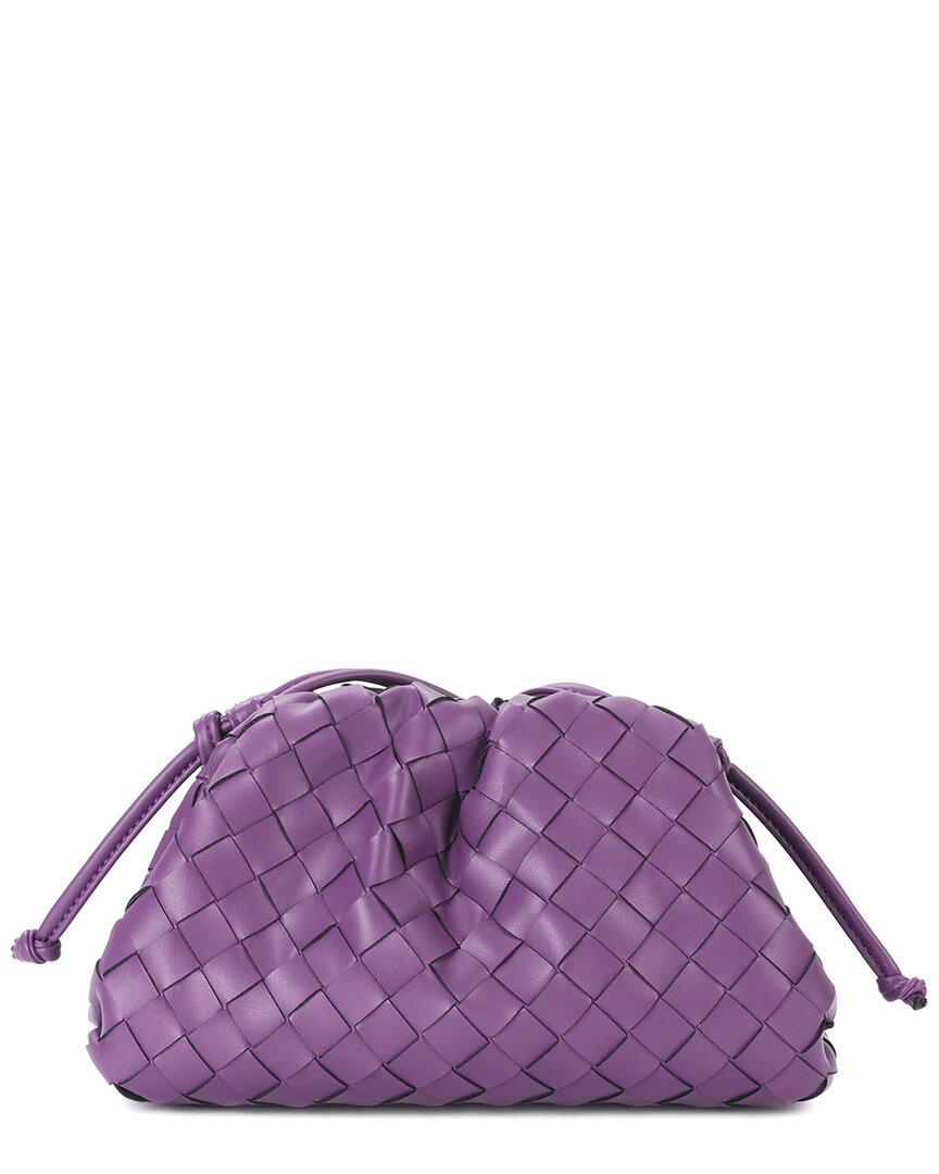 Tiffany & Fred Paris Woven Metallic Leather Pouch In Purple