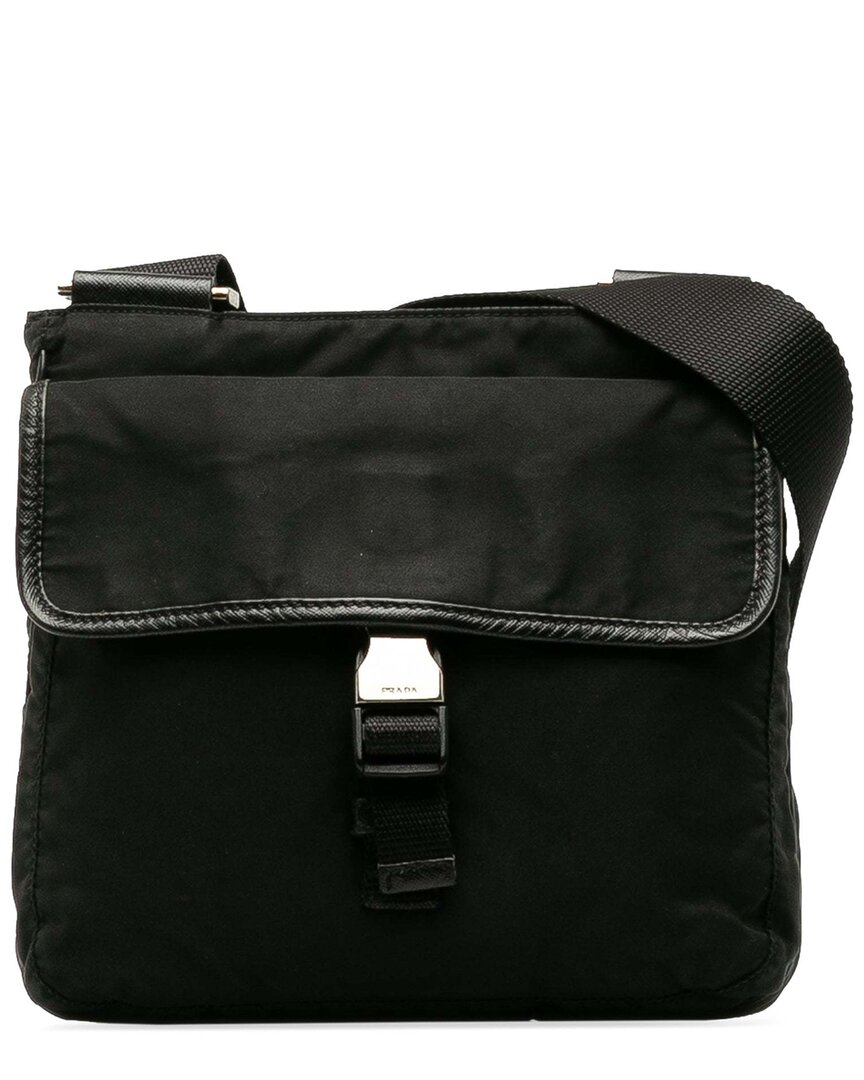 Prada Black Tessuto Buckle Messenger Bag (authentic Pre-loved)