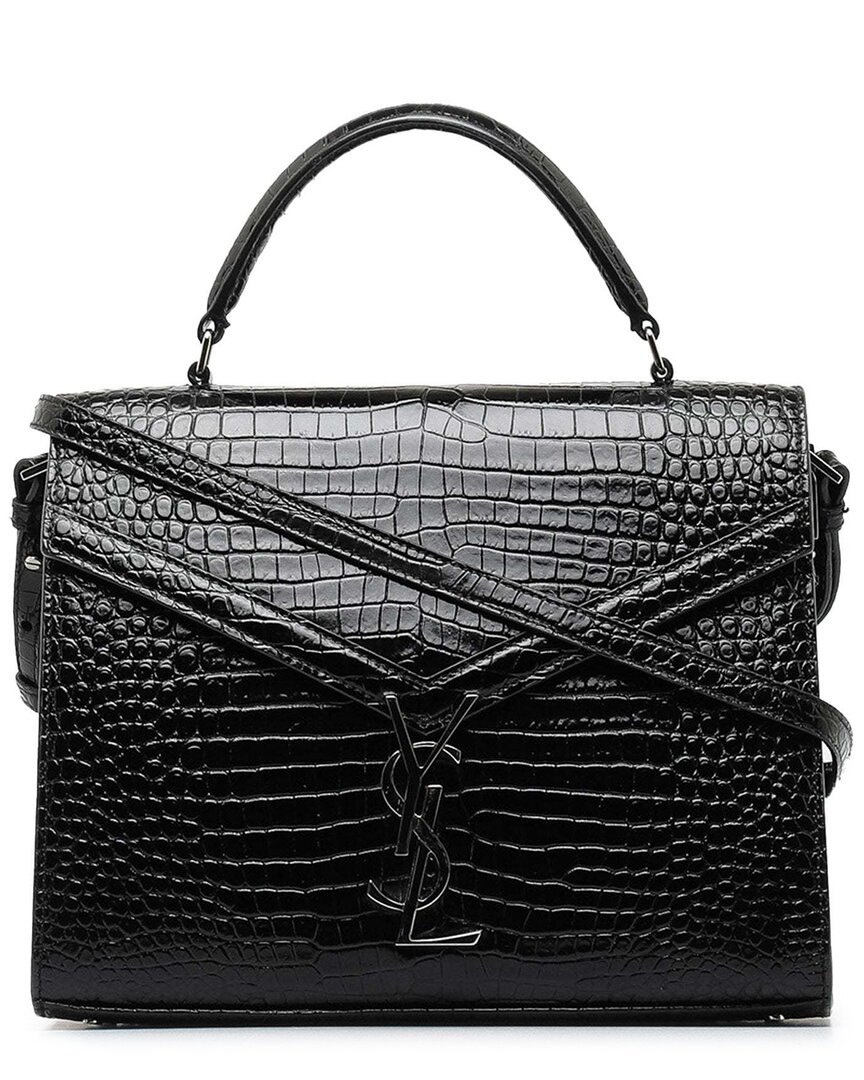 Saint Laurent Cassandra Medium Leather Top Handl In Black