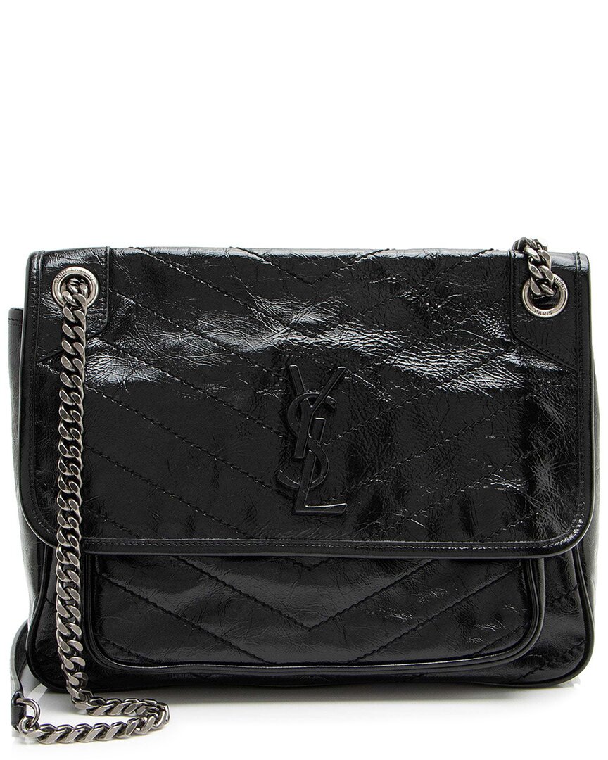 Saint Laurent Niki Medium Leather Shoulder Bag In Black