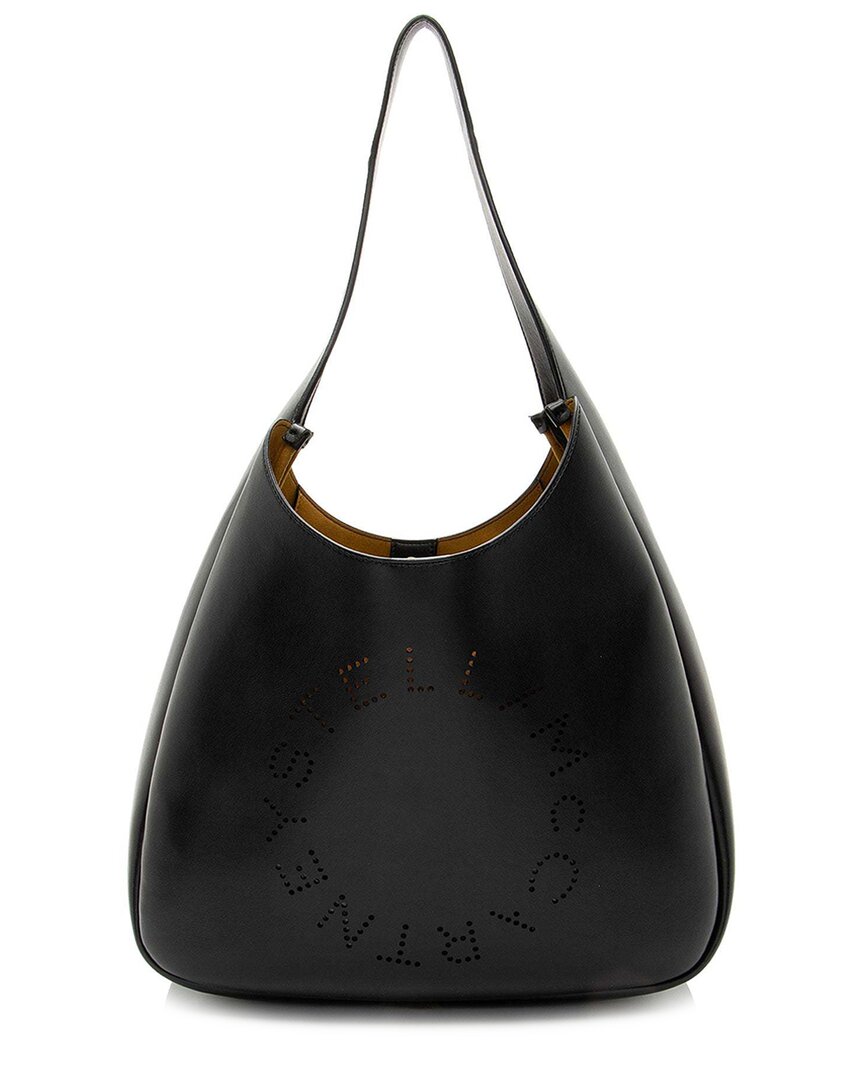 Stella Mccartney Eco Alter Nappa Perforated Logo Slouchy Hobo In Black