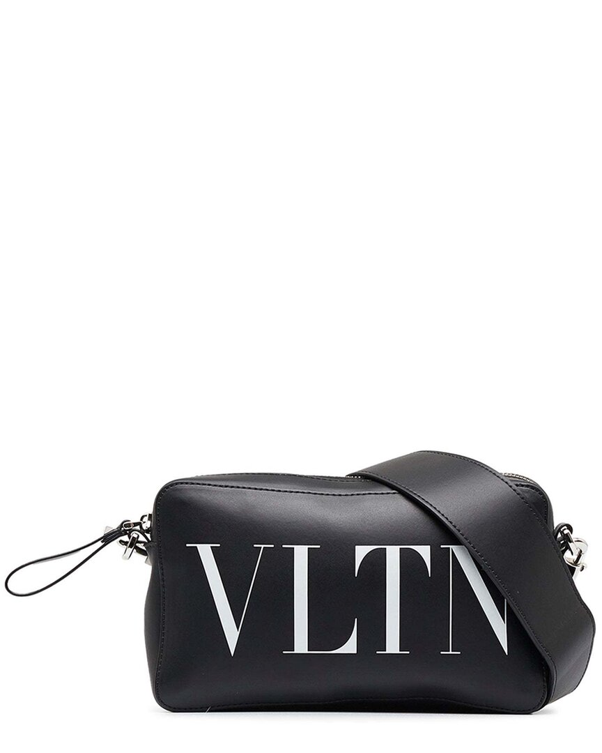Valentino Black Leather Vltn Crossbody (authentic Pre-loved) In Black