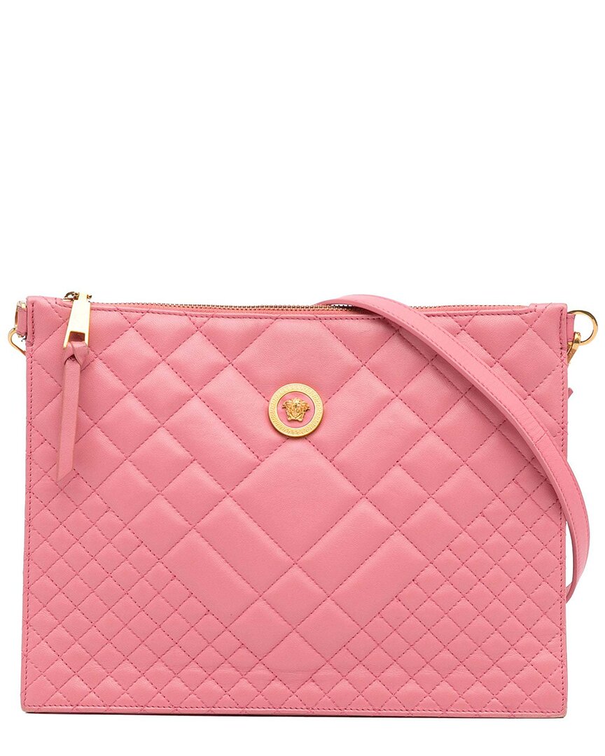 Versace Pink Leather Quilted Medusa Crossbody (authentic Pre-loved)