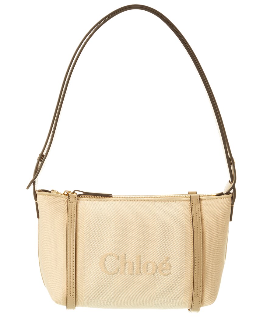 Chloé Chloe Carry Canvas & Leather Shoulder Bag In Sand