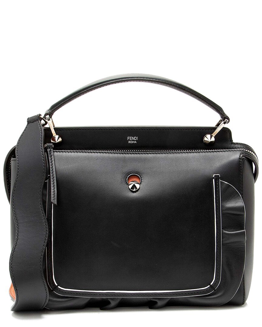Fendi Black Leather Waves Dotcom Medium Satchel (authentic Pre-loved)