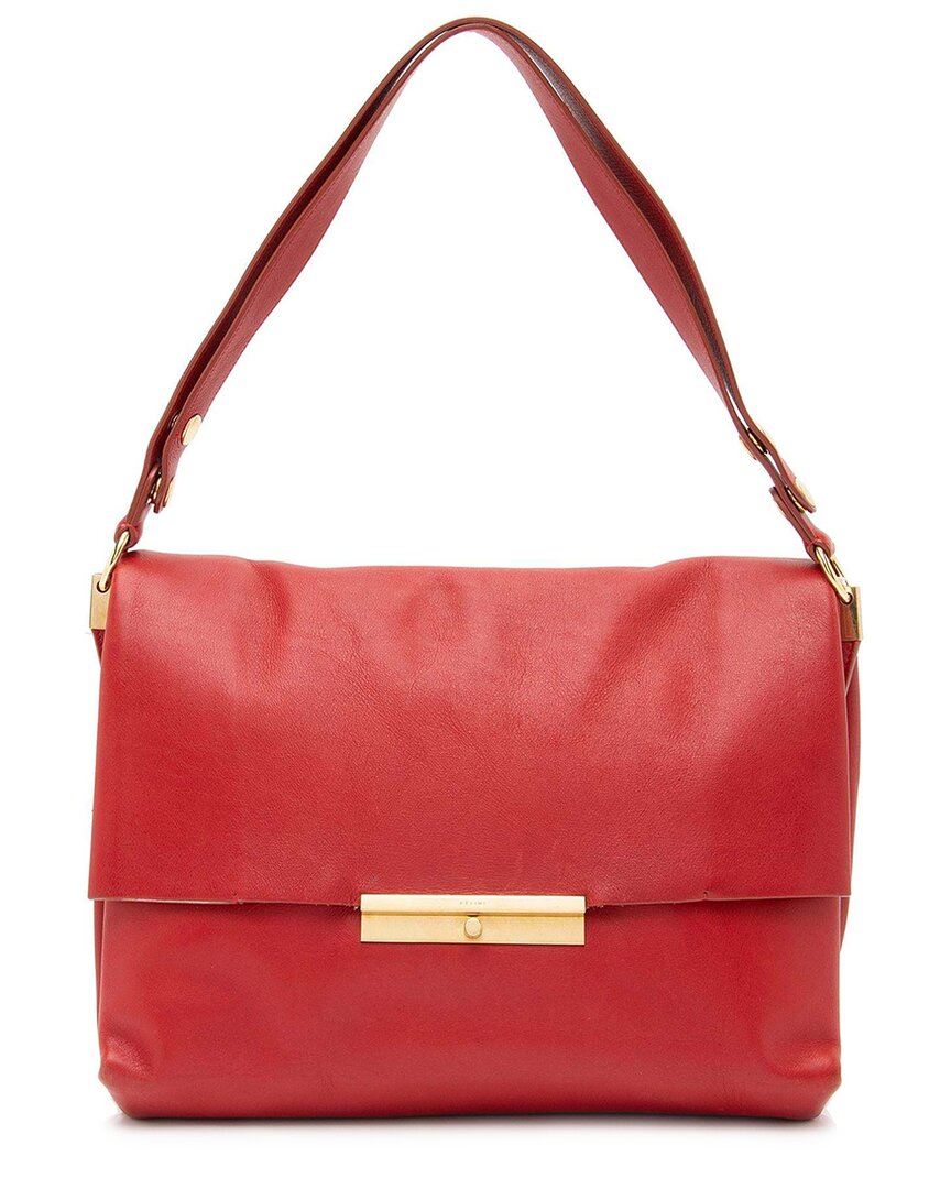 Celine Red Calfskin Blade Flap Bag (authentic Pre-loved) In Red