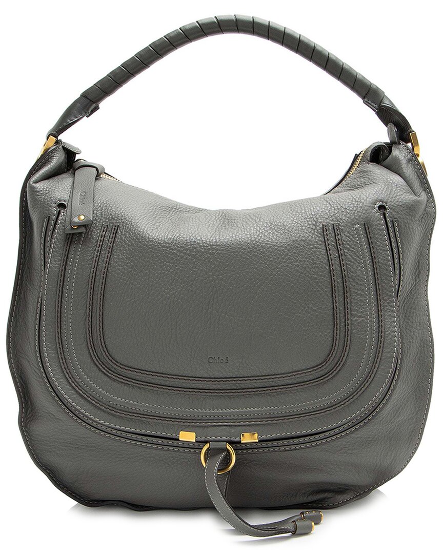 Chloé Grey Leather Marcie Large Hobo (authentic Pre-loved) In Gray