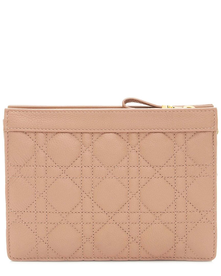 Dior Pink Calfskin Cannage Caro Every Pouch On Chain (authentic Pre-loved) In Pink