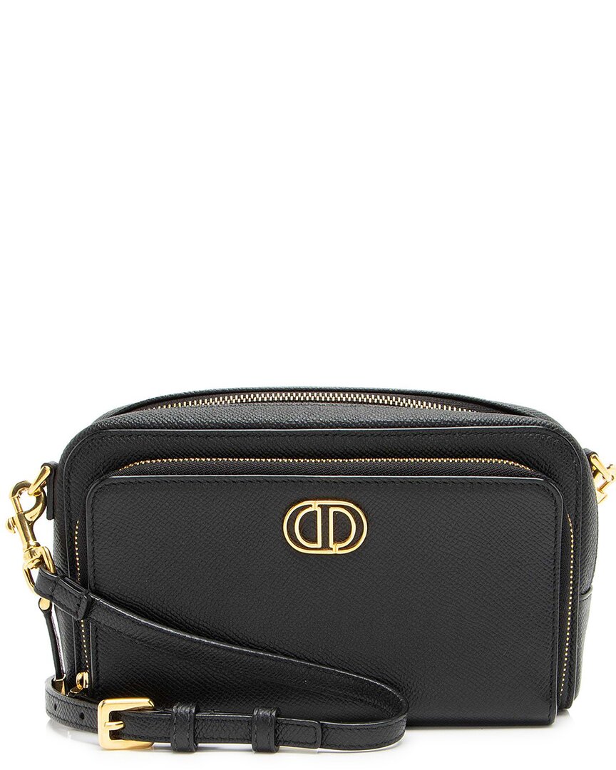 Dior Blue Leather Caro Double Pouch Crossbody (authentic Pre-loved) In Black