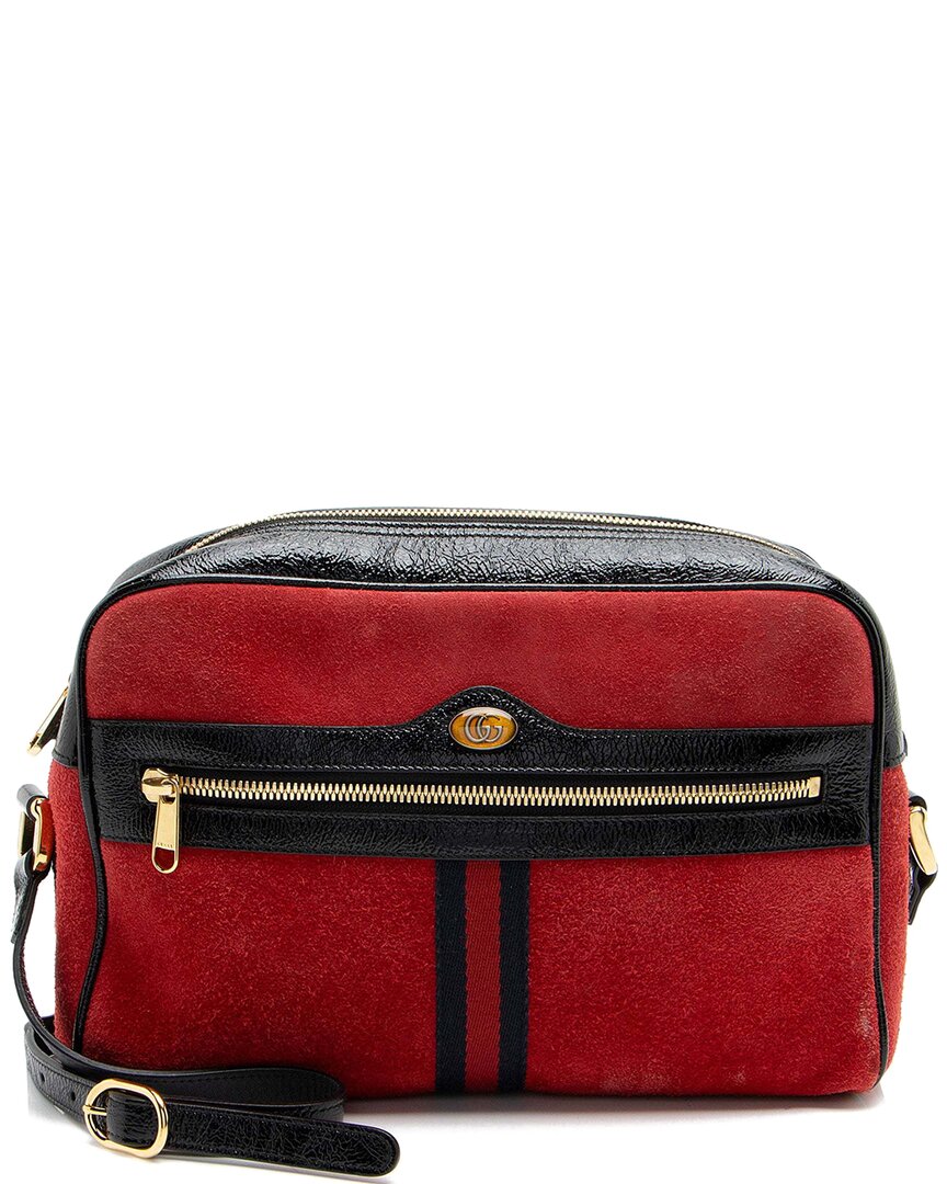 Gucci Ophidia Small Suede & Leather Belt Bag In Red