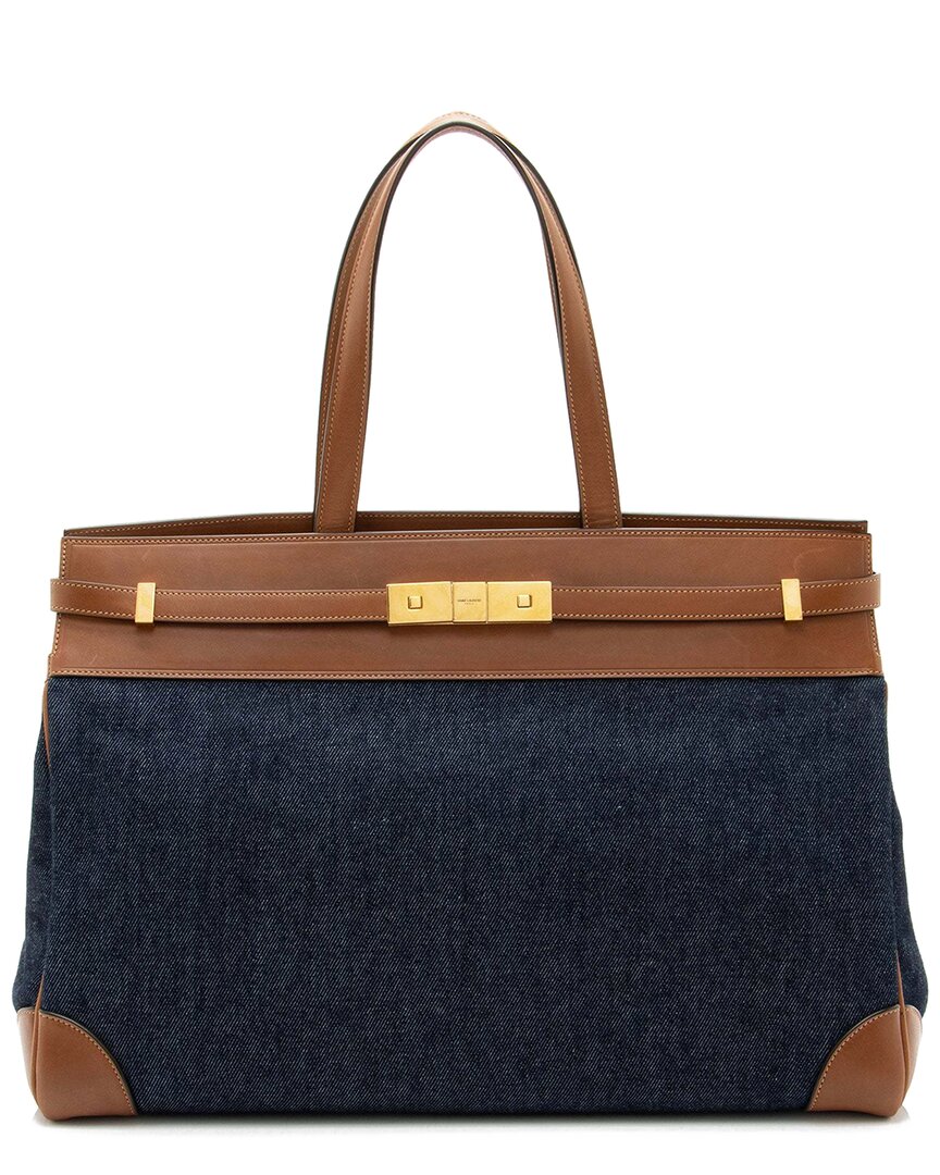 Saint Laurent Blue Denim Manhattan Medium Satchel (authentic Pre-loved)
