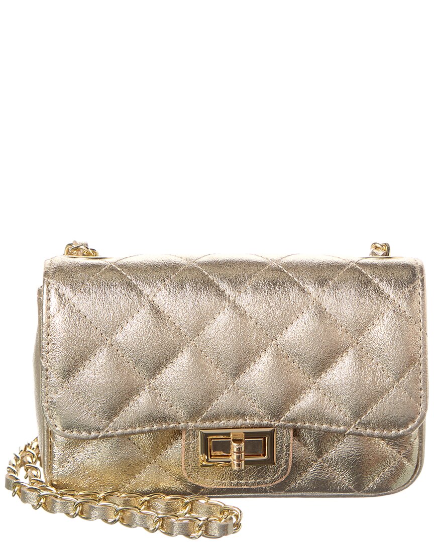 Persaman New York Jennie Metallic Quilted Leather Crossbody In Green