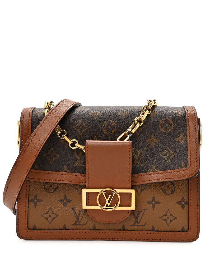 Pre-owned Louis Vuitton Brown Monogram Reverse Coated Canvas Dauphine Mm (authentic Pre-loved)