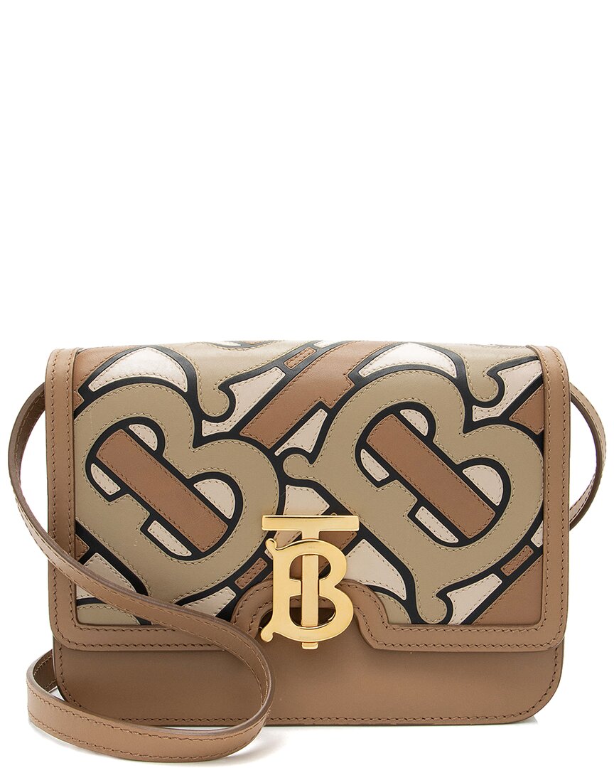 Burberry Brown Leather Tb Small Flap Bag (authentic Pre-loved) In Blue