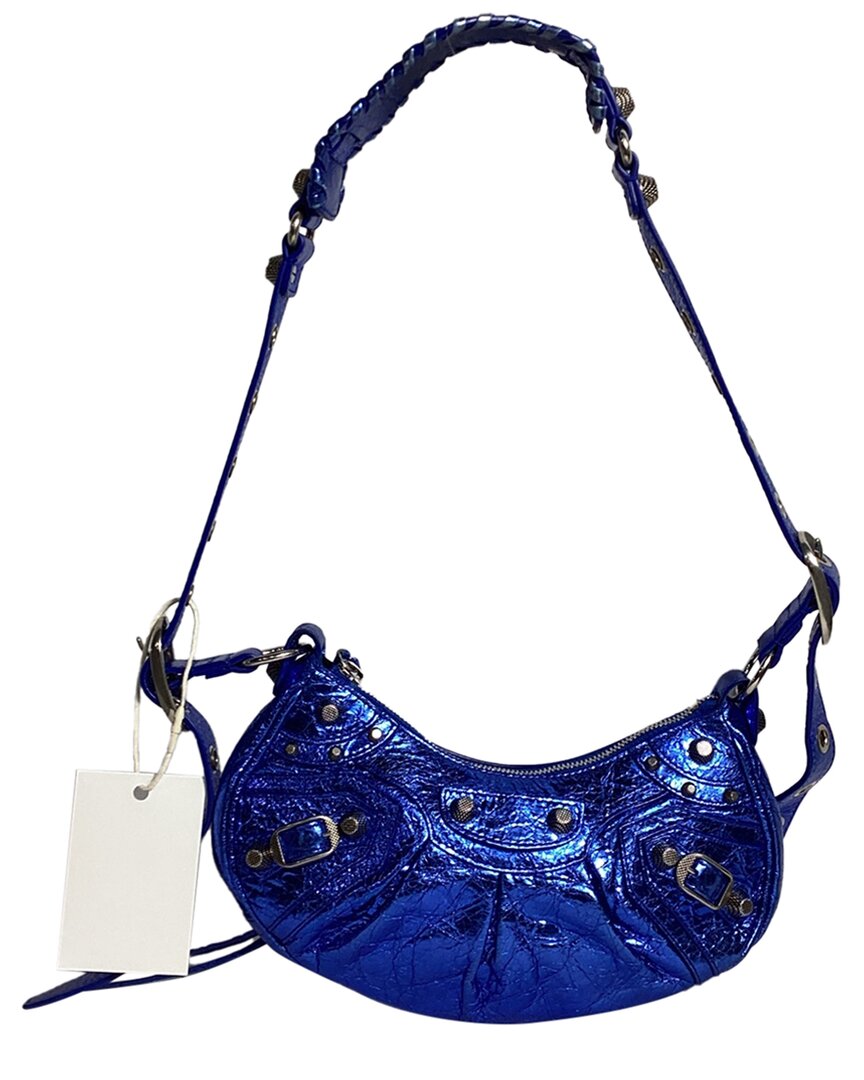 Balenciaga Blue Lambskin Leather Xs Le Cagole Shoulder Bag