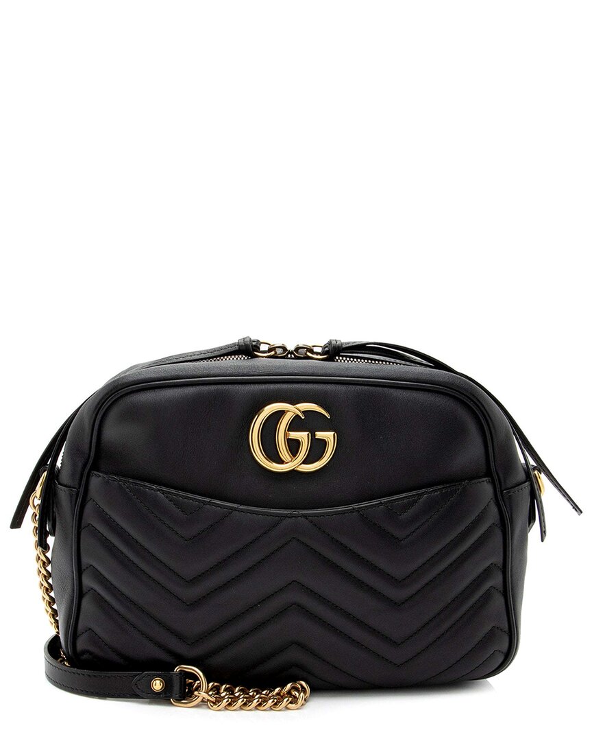 Gucci Black Matelasse Leather Gg Marmont Large Camera Bag (authentic Pre-  Loved)