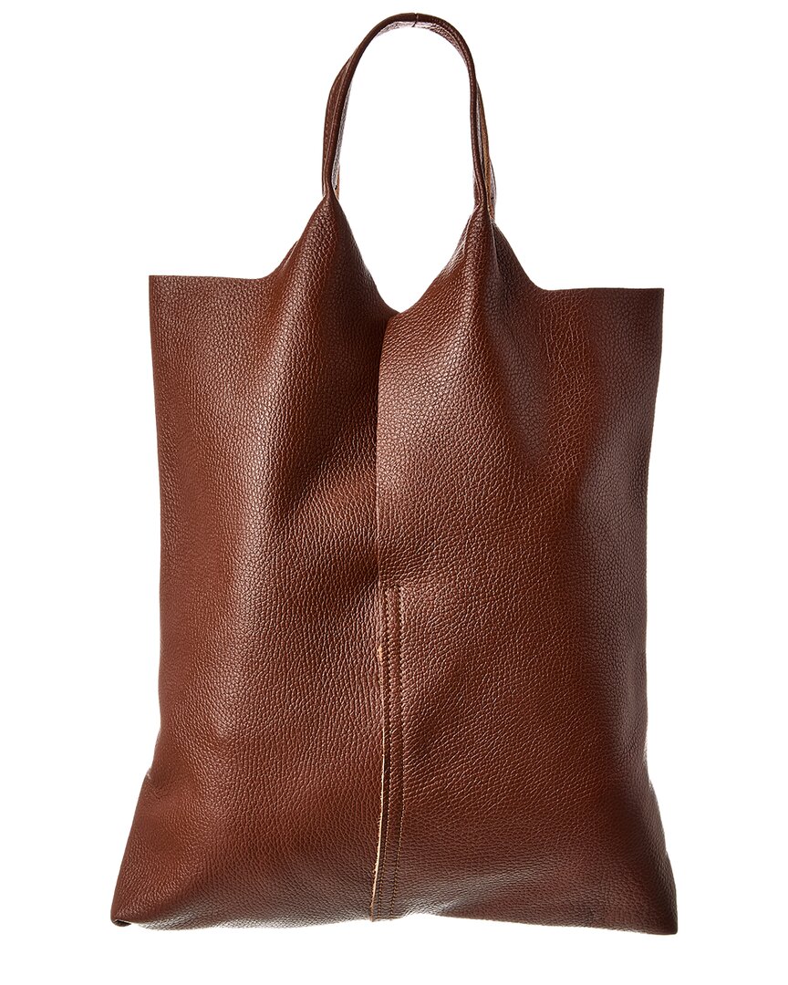 Italian Leather North/south Tote In Brown
