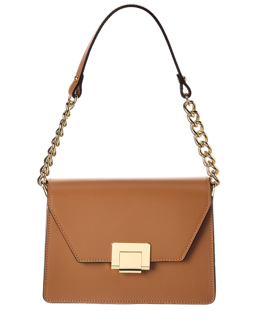 Italian Leather Chain Crossbody In Gold